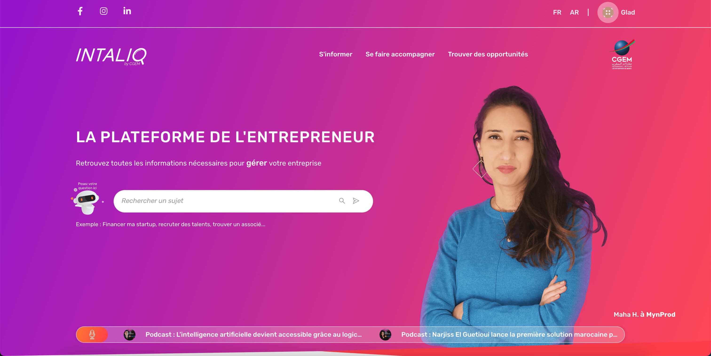 Capture d'écran du site Intaliq