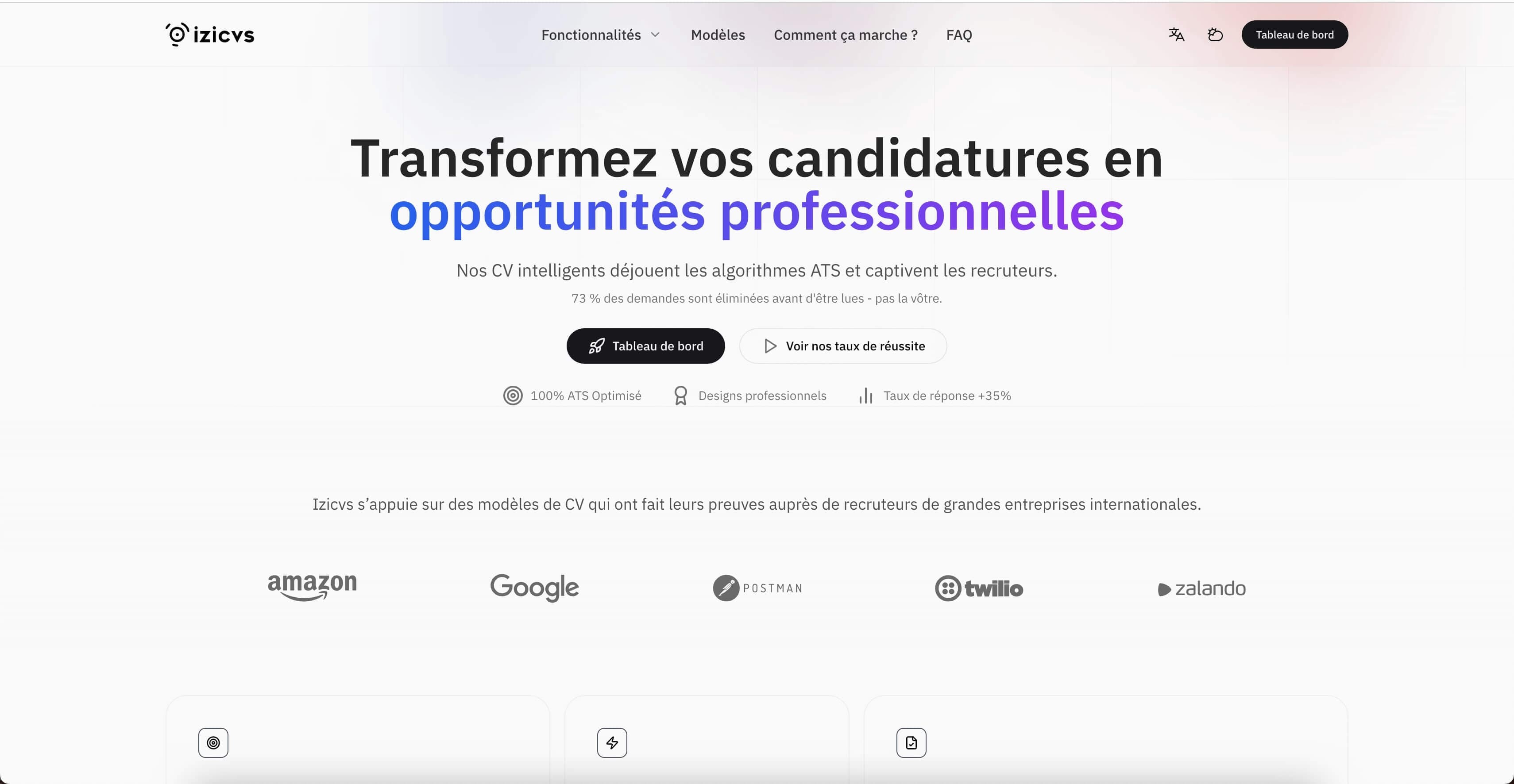 Capture d'écran du site Izicvs